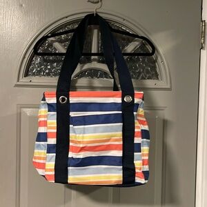 Thirty-one small utility tote in vista stripe.